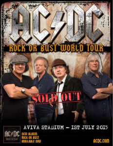 Cartaz do show da turnê Rock Or Bust em no Aviva Stadium em Dublin, Irlanda
