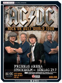 Cartaz do show da turnê Rock or Bust no FRIENDS ARENA – SOLNA, SUÉCIA 