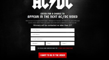 Tela de inscrição para a gravação do próximo clipe do AC/DC.