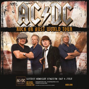 Cartaz do show da turnê Rock Or Bust no Estádio Wembley